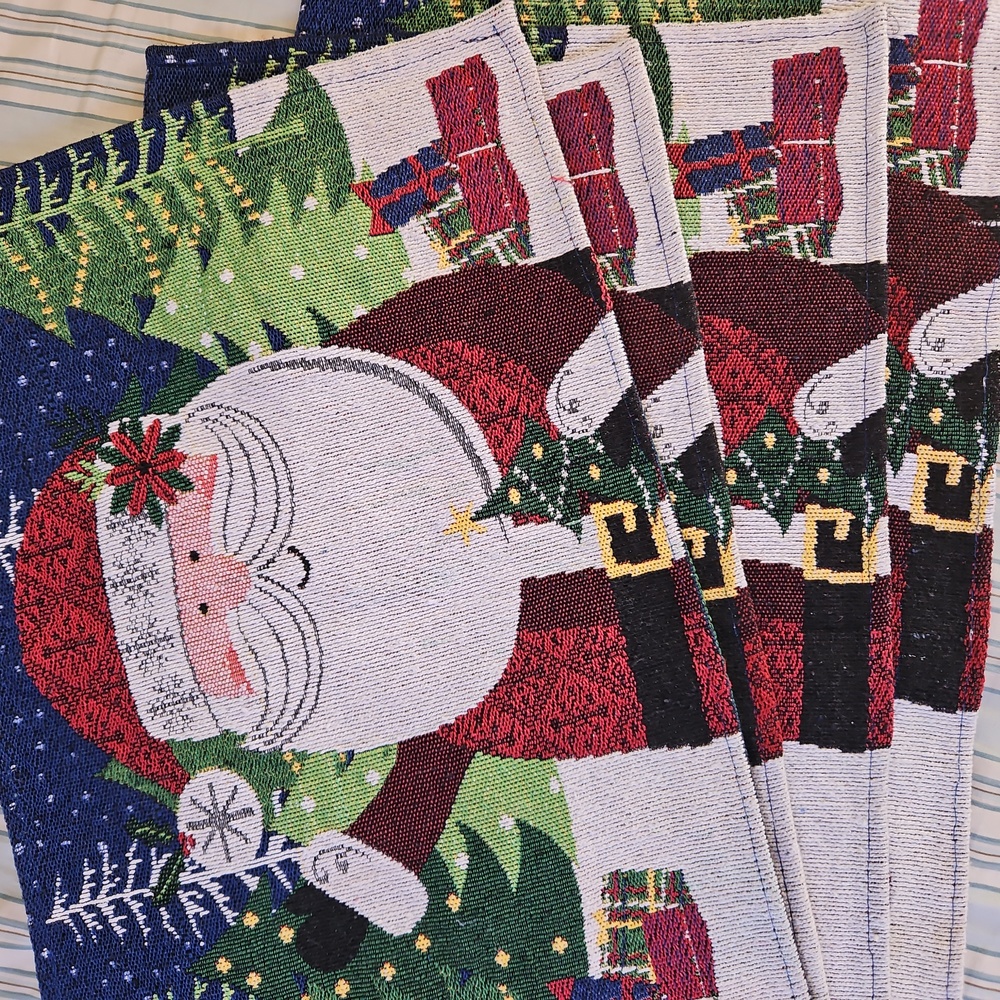 Christmas placemats, table decor holiday dinner christmas decoration Santa Claus